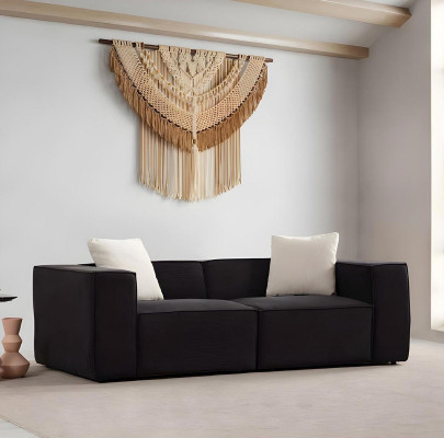 Bela in črna tkanina kavč, razkošen 4-sedežni kavč z dvodelnim otomanu