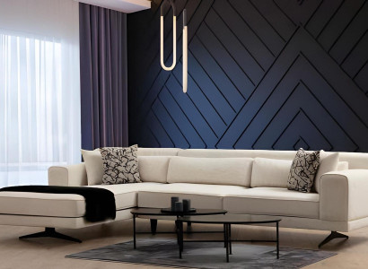 Luksuzna bela U oblike zasnova kavča za dnevno sobo