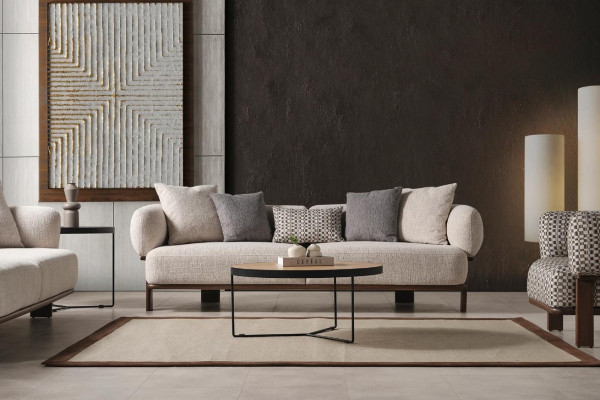 Moderen sivi trosed za luksuzno dekoracijo dnevne sobe