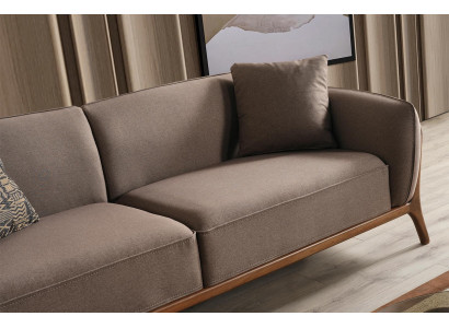 Eleganten 3-sedežni rjavi kavč za dnevno sobo