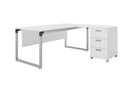 Bela pisarniška kotiščna miza