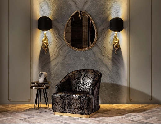 7-delni komplet pohištva za dnevno sobo z kavčem, lampo, ogledalom in pufom