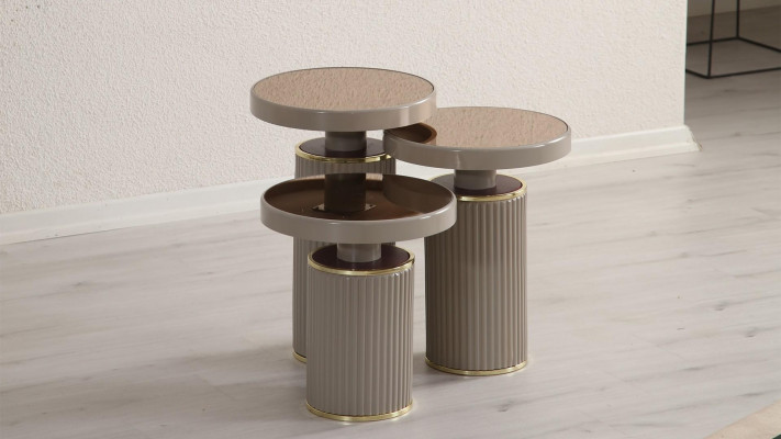 3-delni set končnih okroglih kavnih miz modernih luksuznih novih