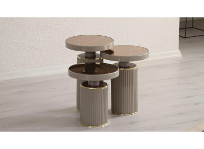 3-delni set končnih okroglih kavnih miz modernih luksuznih novih