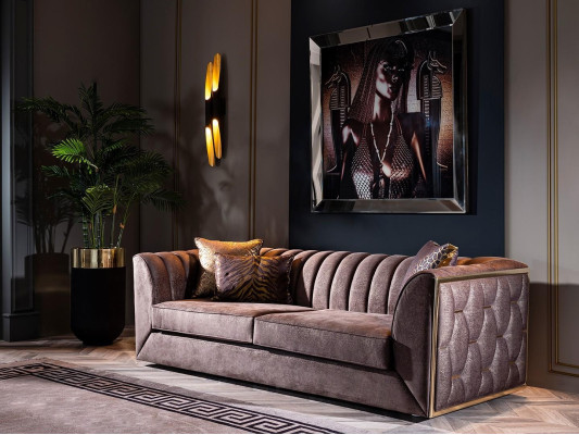 Mobilni komplet pohištva za dnevno sobo s kotnim kavčem in naslanjačem 5 kosov