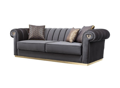 Luksuzna moderna zasnova 3-sedežna kavča eleganten leseni oblazinjeni material nov