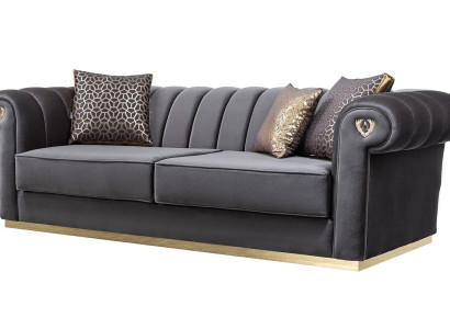 Luksuzna moderna zasnova 3-sedežna kavča eleganten leseni oblazinjeni material nov