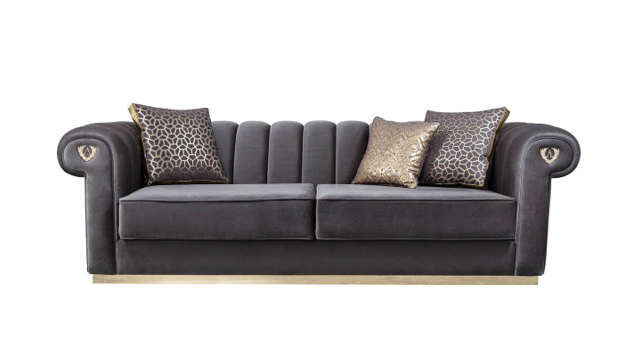 Luksuzna moderna zasnova 3-sedežna kavča eleganten leseni oblazinjeni material nov