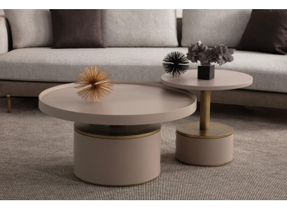 Luksuzna okrogla lesena miza za kavo komplet za dnevno sobo