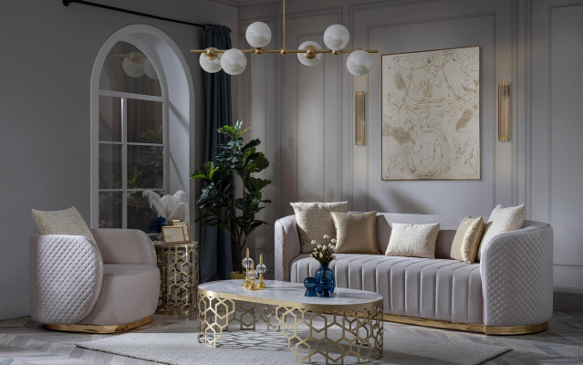 Bežna tkanina 3-sedežni kavč sodobnega dizajna