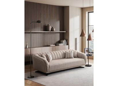 Sodobna siva tkaninska 3-sedežna kavča