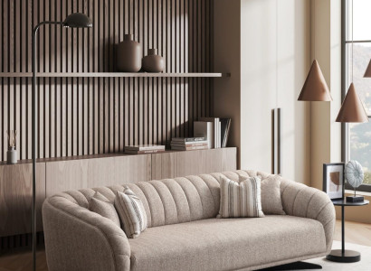 Sodobna siva tkaninska 3-sedežna kavča