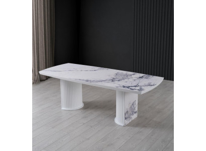 Luksuzna lesena in marmorna jedilna miza, nova in moderna