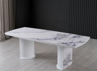 Luksuzna lesena in marmorna jedilna miza, nova in moderna