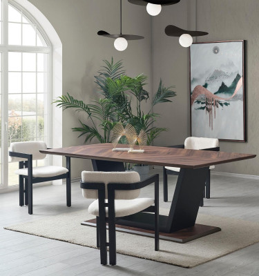 Luksuzno jedilno mizo za dnevno sobo iz lesa in jekla, nov dizajn