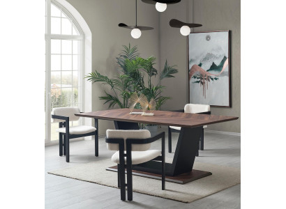 Luksuzno jedilno mizo za dnevno sobo iz lesa in jekla, nov dizajn