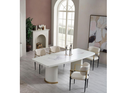 Luksuzna jedilna miza moderna bela lesena jedilna miza