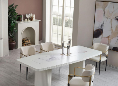 Luksuzna jedilna miza moderna bela lesena jedilna miza