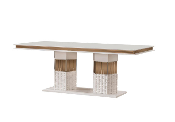 Luksuzna zlata zasnova lesenega jedilnega mize