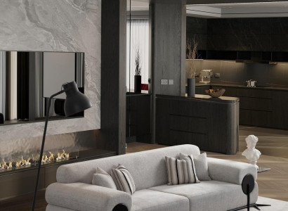 Moderen sivi tkaninski trosed za tri osebe