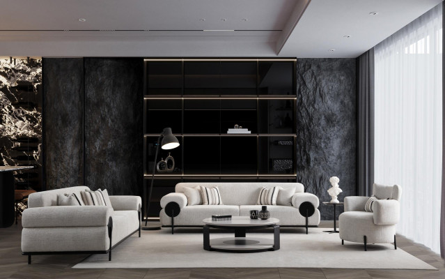 3-sedežni kavč komplet Modern Luxury Design Kavči Stoli Nov