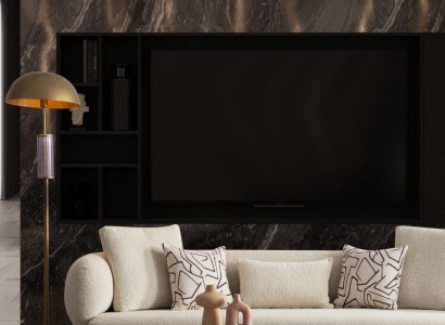 Sodobna 3-sedežna kavča v luksuznem blagu in lesu