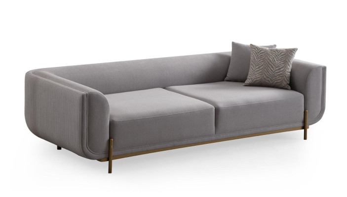 Monohromna siva 3-sedežna kavča z zlatimi jeklenimi nogami za sodobno pisarno