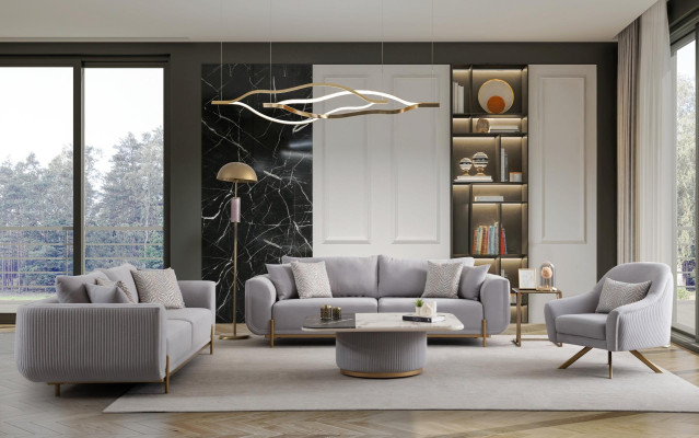 Sofa 3+3+1 mestni Novi dizajn Sofe Stoli Tkanina Sproščujoče Moderno