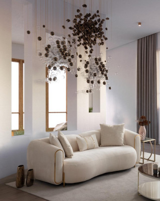 Luksuzna sedežna garnitura za 3 osebe v bež barvi sodobnega dizajna