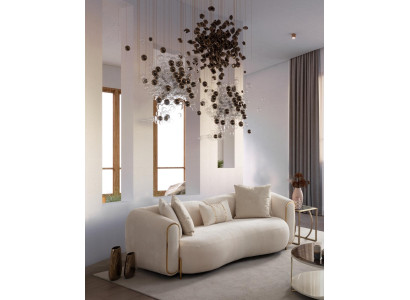 Luksuzna sedežna garnitura za 3 osebe v bež barvi sodobnega dizajna