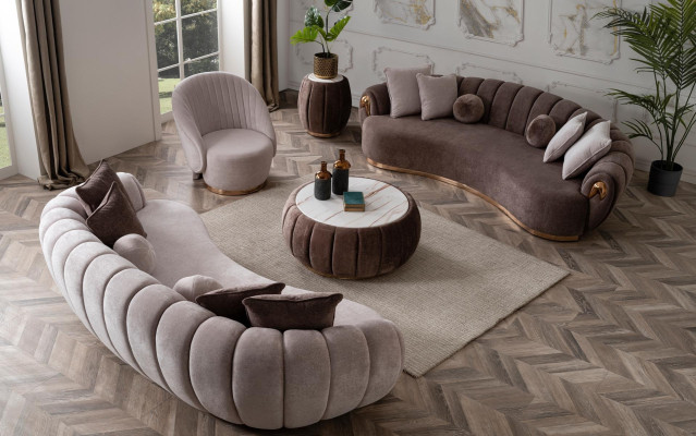 Popolnoma moderna tkaninska sedežna garnitura 3+3+1 za dnevno sobo