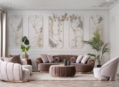 Popolnoma moderna tkaninska sedežna garnitura 3+3+1 za dnevno sobo