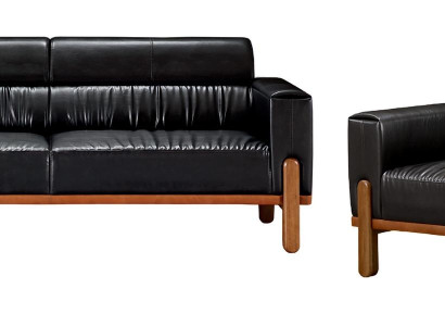 Dizajnerski komplet kavčev za dnevno sobo z oblazinjeno usnjeno naslonjalo 2 kosa