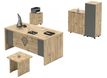 Bežna lesena pisarniška sestava mize nočna omarica komoda