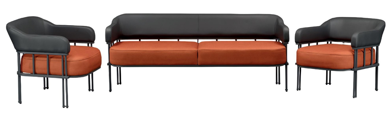 3-delni komplet pohištva za dnevno sobo z modernim usnjenim naslanjačem