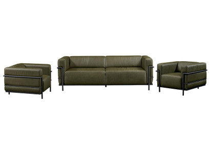 3+1+1 sedežna usnjena kavča komplet, stol, nov 3-delni oblazinjeni komplet