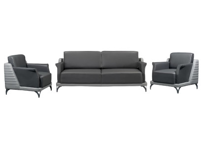 3-delni komplet kavčev 3+1+1 oblazinjen s kožo za dnevno sobo