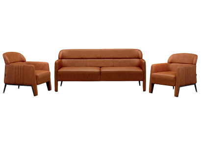 Luksuzni 3-delni pohištveni set z naslonjačem in kavčem za dnevno sobo iz novega lesa