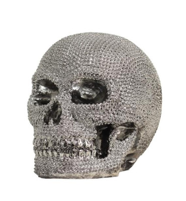 Moderna skulptura lobanje z dekoracijo iz srebrnega kamna