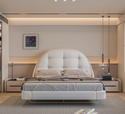 Posteljnina iz luksuznega blaga z vezenimi detajli in moderno okroglo vzglavje