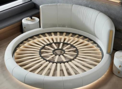 Postelja v modernem sivo-bež dizajnu, ekskluzivno za spalnico