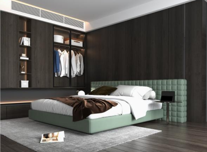 Eleganten modernega okvirja za posteljo s tapeciranim naslonjalom