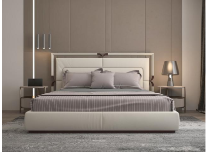 Pat modern luksuz v bež z rjavimi poudarki in elegantno glavo postelje