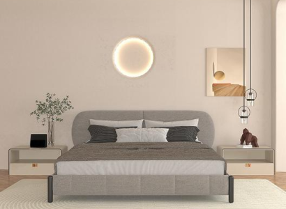 Eleganten postelja iz sive tkanine