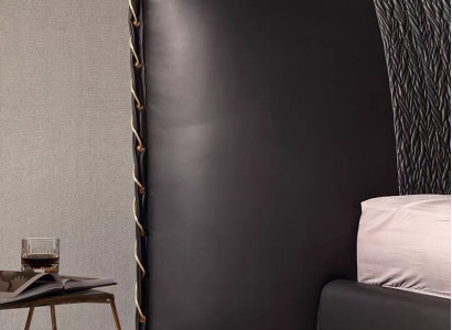 Moderna črna postelja, oblazinjena, luksuzna, ekskluzivna