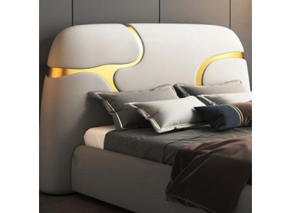 Sodobna postelja siva in zlata