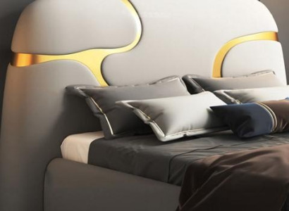 Sodobna postelja siva in zlata