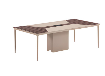 Bež konferenčna miza z leseno strukturo in modernim dizajnom za pisarne in sestanke