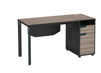 Moderna črna lesena pisalna miza z upravljanjem kablov in prostorom za shranjevanje