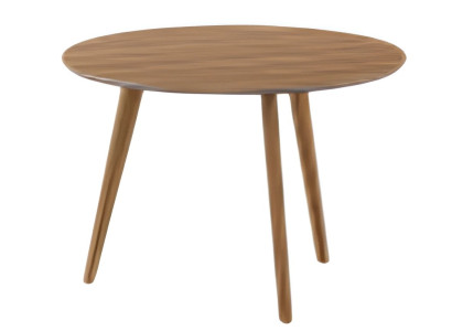 Moderna okrogla kavna miza z enostavnimi lesenimi nogami